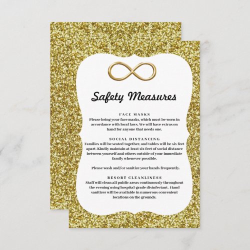 Gold Glitter Gold Infinity Safety Measures Enclosure Card