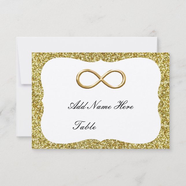 Gold Glitter Gold Infinity Table Place Card (Front)