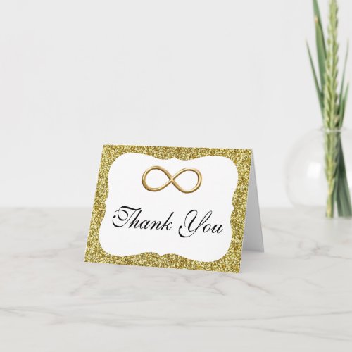 Gold Glitter Gold Infinity Thank You Card