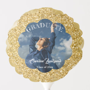 Gold Glitter & Gold Metallic Graduate Photo Balloon