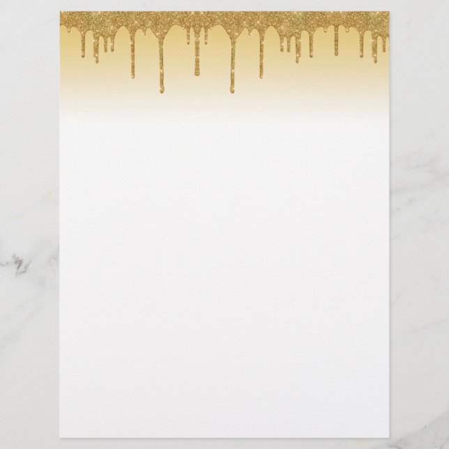 Gold Glitter Gold Ombre Stationery (Front)