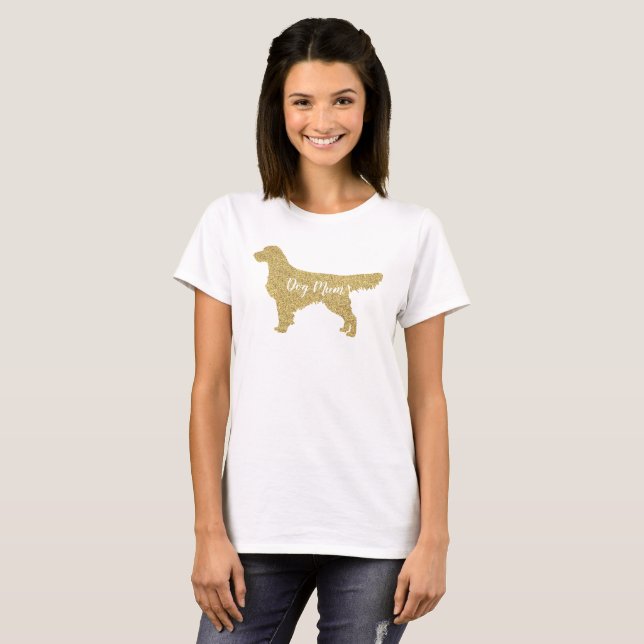 Gold Glitter Golden Retriever | Dog Mom T-Shirt (Front Full)