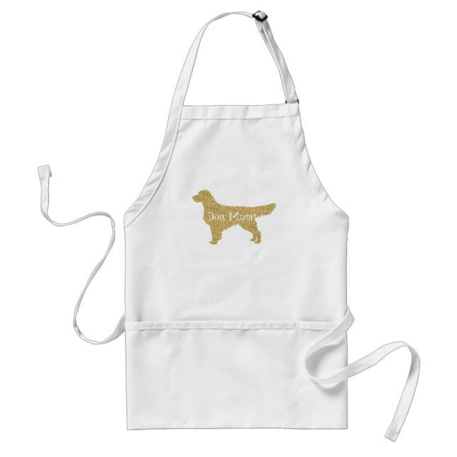 Gold Glitter Golden Retriever | Dog Mum Adult Apron (Front)