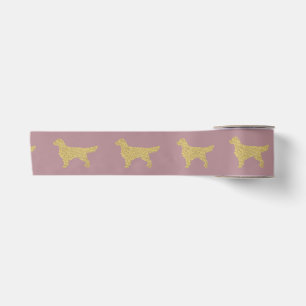 Gold Glitter Golden Retriever pink Satin Ribbon