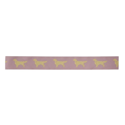 Gold Glitter Golden Retriever pink Satin Ribbon