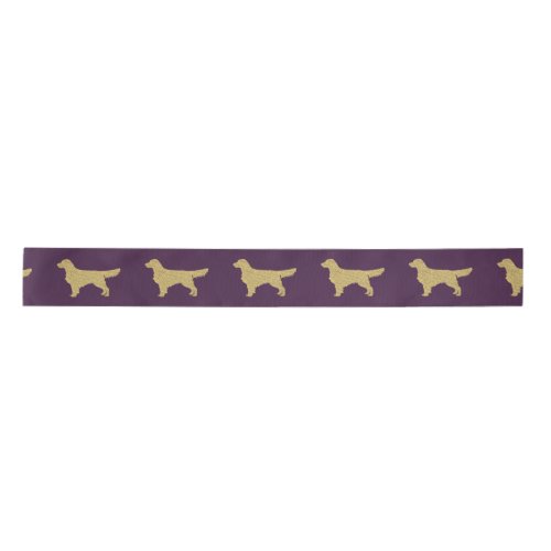 Gold Glitter Golden Retriever purple mauve Satin Ribbon