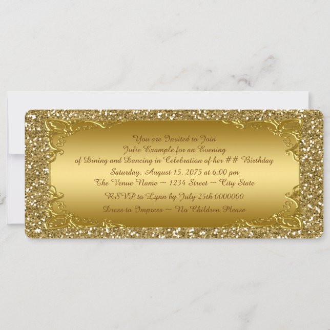 Gold Glitter Golden Ticket Party Invitation (Front)