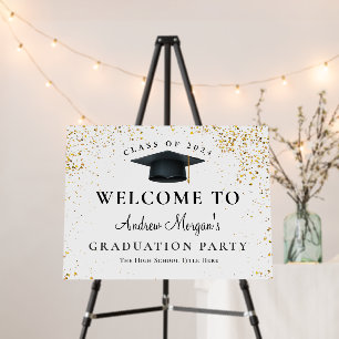 Gold Glitter Grad Cap Graduation Party Welcome Foam Board