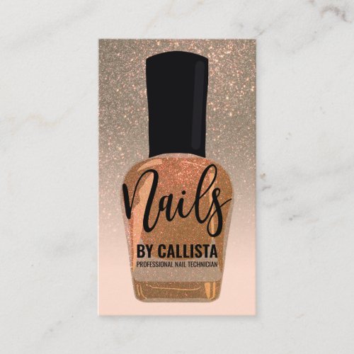 Gold Glitter Gradient Nail Polish Nail Technician Business Card