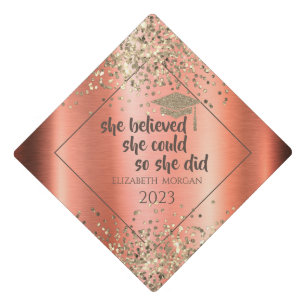 Gold Glitter Graduate Cap,Confetti Metallic Graduation Cap Topper