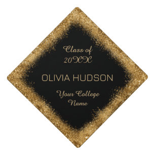 Gold Glitter Graduation Cap Topper