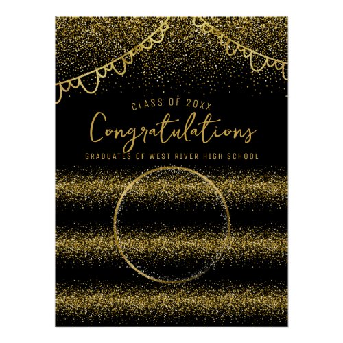 Gold Glitter Graduation Celebration Backdrop Poster