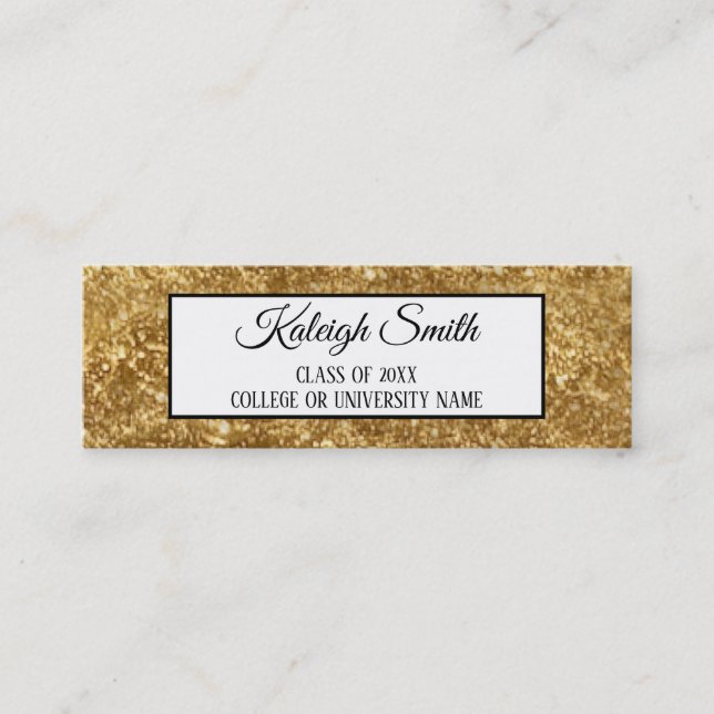 Gold Glitter Graduation Insert Name Card (Front)