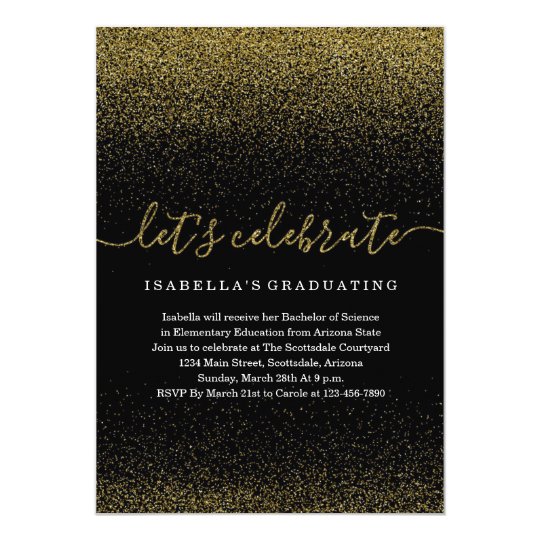 Gold Glitter Graduation Invitation 9590