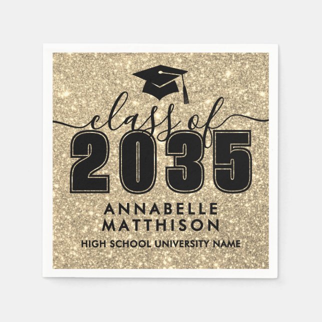 Gold Glitter Graduation Napkins (Front)