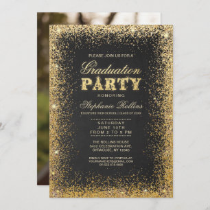 Gold & Glitter Graduation Party Invitations