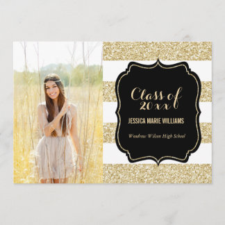 Gold Glitter Graduation Party Invitations