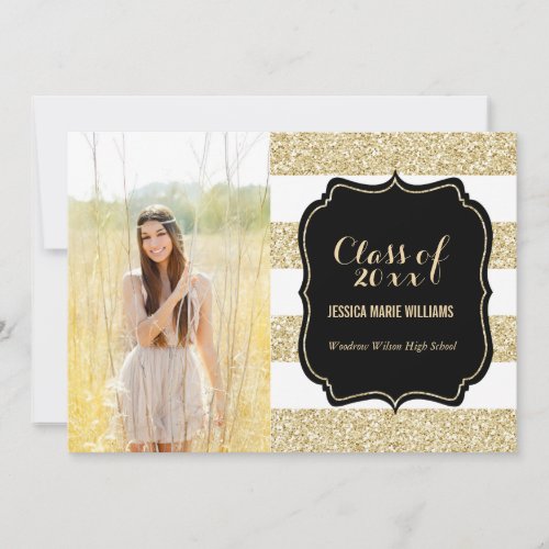 Gold Glitter Graduation Party Invitations