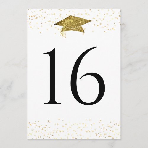 Gold Glitter Graduation Party Table Number Sign