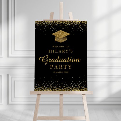 gold glitter graduation party welcome sign