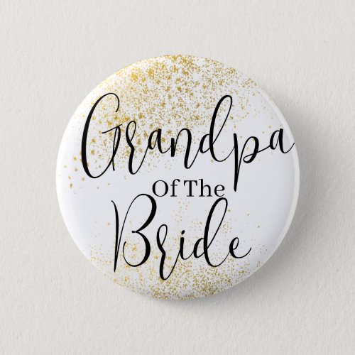 Gold Glitter grandpa of bride wedding  Button