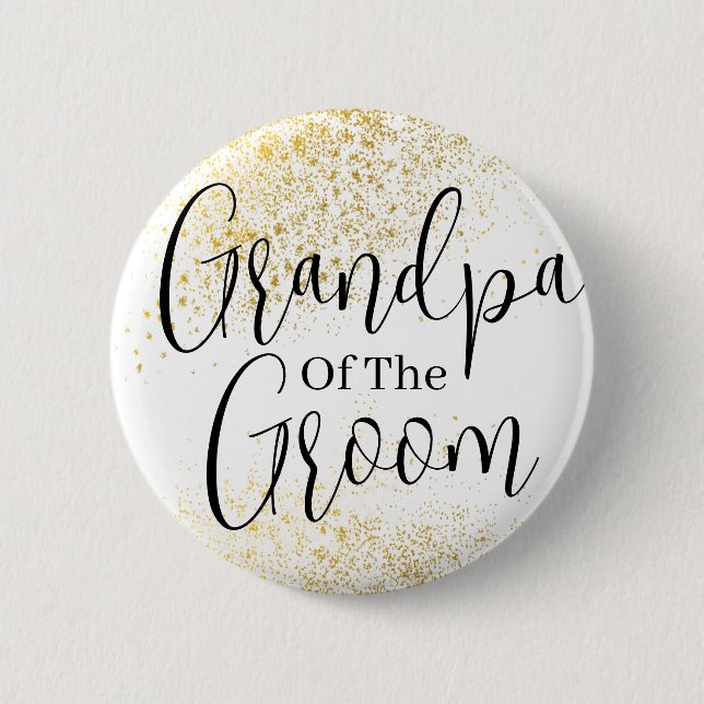 Gold Glitter grandpa of groom wedding  Button (Front)