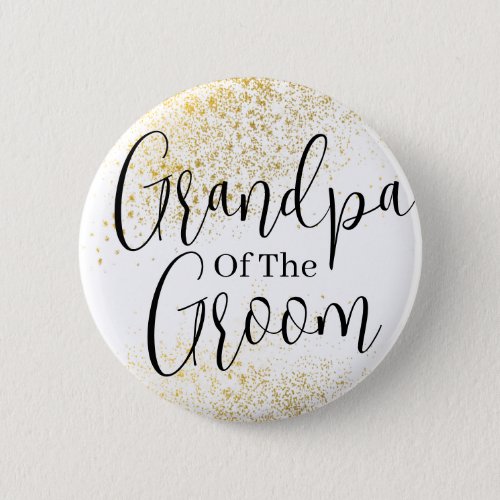 Gold Glitter grandpa of groom wedding  Button