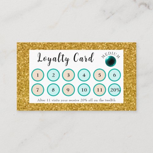 Gold Glitter  Green Crystal Ball Loyalty Card