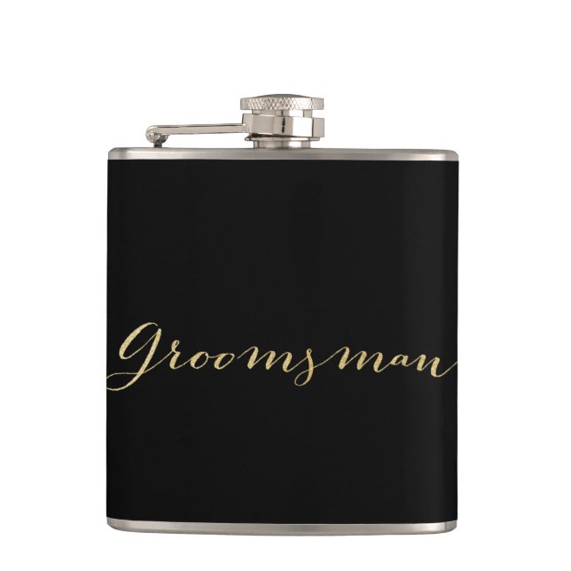 Gold Glitter Groomsman Flask (Front)