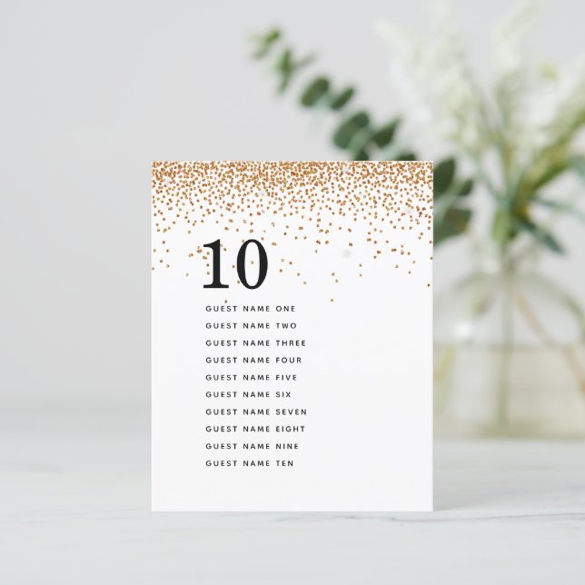 Gold Glitter Guest Names Table Number (Standing Front)