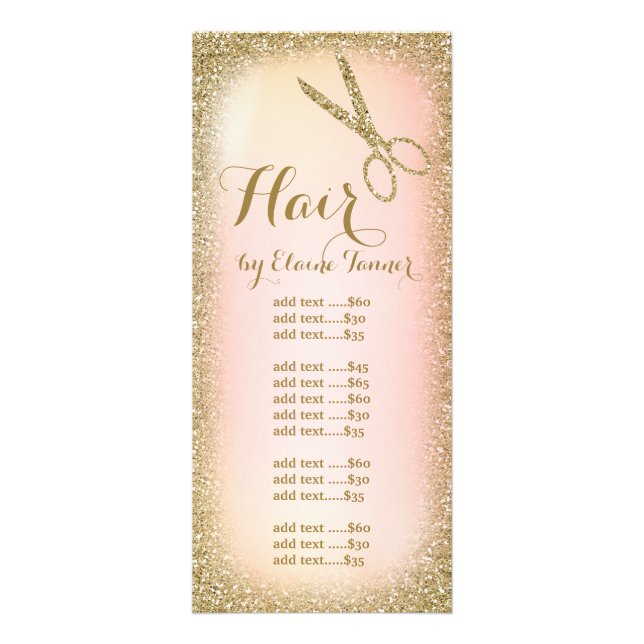 Gold Glitter Hair Salon Rack Card (Front)
