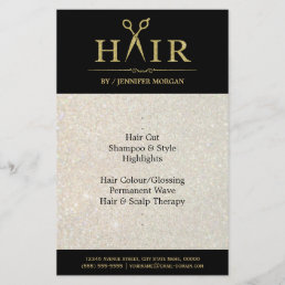 Gold Glitter Hair Stylist Salon Scissors Flyer