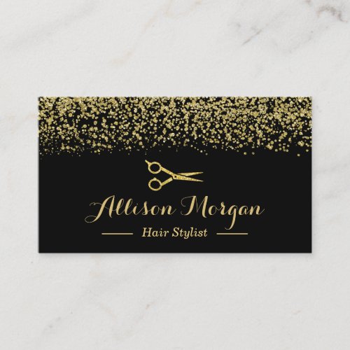 Gold Glitter Hair Stylist Scissors Appointment Business Card