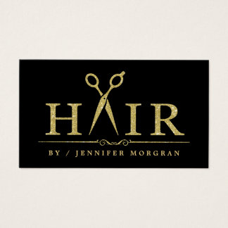 Gold Glitter Hair Stylist Scissors Appointment Business Card