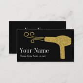 Gold Glitter Hairdresser Salon Black Business Card (Front/Back)