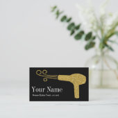 Gold Glitter Hairdresser Salon Black Business Card (Standing Front)