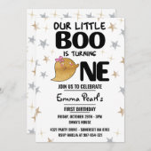 Gold Glitter Halloween First Birthday Girl Party Invitation (Front/Back)