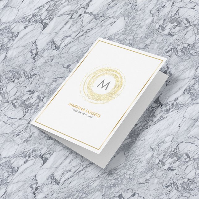 Gold Glitter Hand Painted Circle Designer Logo Pocket Folder (Available with a black background)