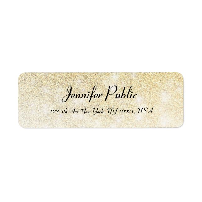 Gold Glitter Hand Script Elegant Modern Template Label (Front)