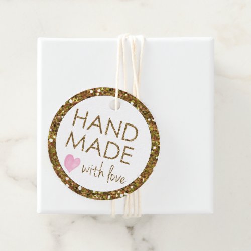 Gold Glitter Handmade with Love Favor Tags