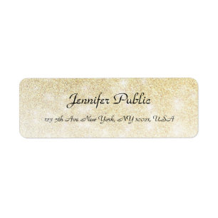 Gold Glitter Handwriting Script Elegant Template Label
