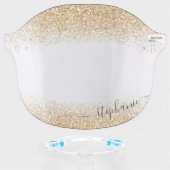 Gold Glitter & Handwritten Calligraphy Signature Face Shield (Front w/Glasses)