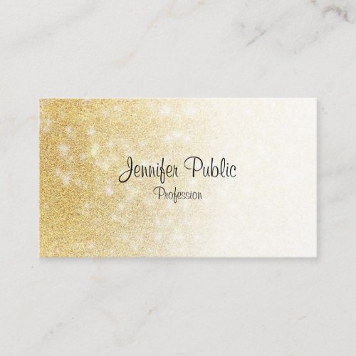 Gold Glitter Handwritten Script Elegant Modern Business Card