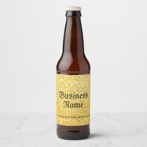 Gold Glitter Handwritten Script Template Drink Beer Bottle Label