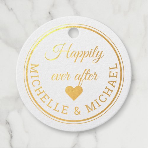 Gold Glitter Happily Ever After  Wedding Thank You Foil Favor Tags
