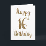 Gold Glitter Happy 16th Birthday Card<br><div class="desc">Gold glitter 16th birthday card for daughter, granddaughter, niece, etc. The front features a gold glitter typography design and the inside card message can be personalized if wanted. Please note there is not actual glitter on this product but a design effect. This glitter happy 16th birthday card would make a...</div>