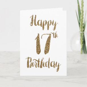 Gold Glitter Happy 17th Birthday Card