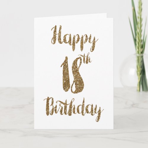 Gold Glitter Happy 18th Birthday Card