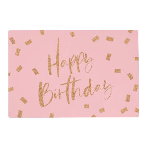 Gold Glitter Happy Birthday Placemat