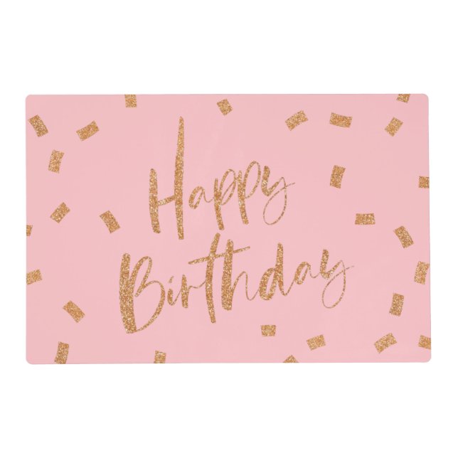 Gold Glitter Happy Birthday Placemat (Front)